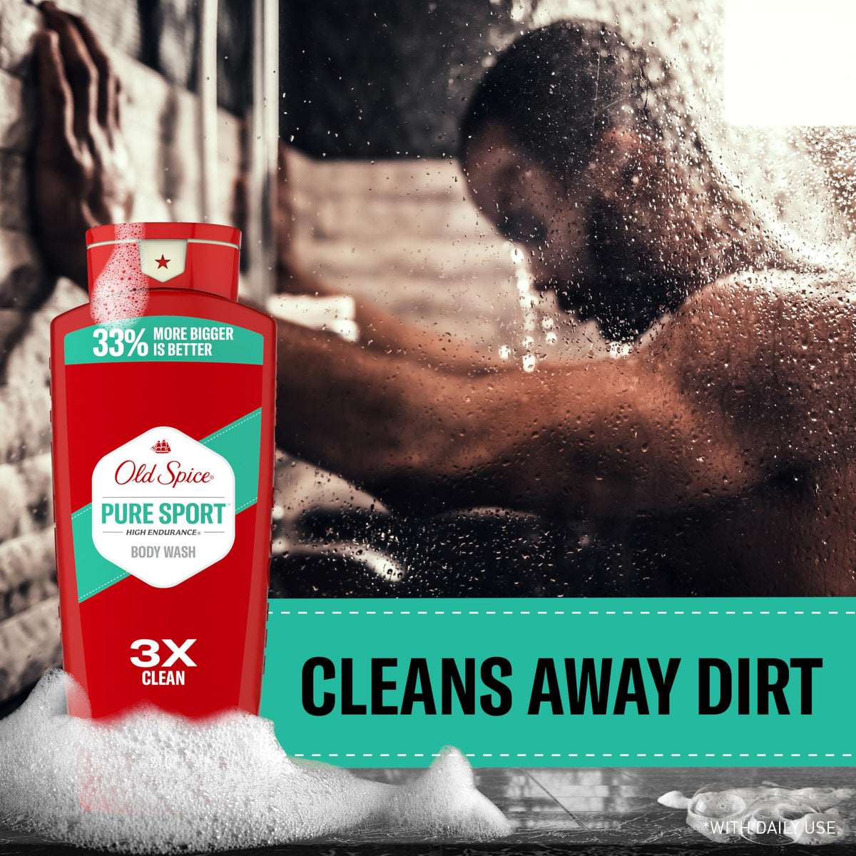 Old Spice creamy lather texture that cleans and refreshes
