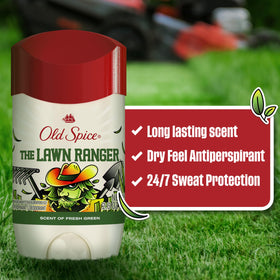 Old Spice Lawn Ranger open stick texture demonstrating dry-feel application benefit