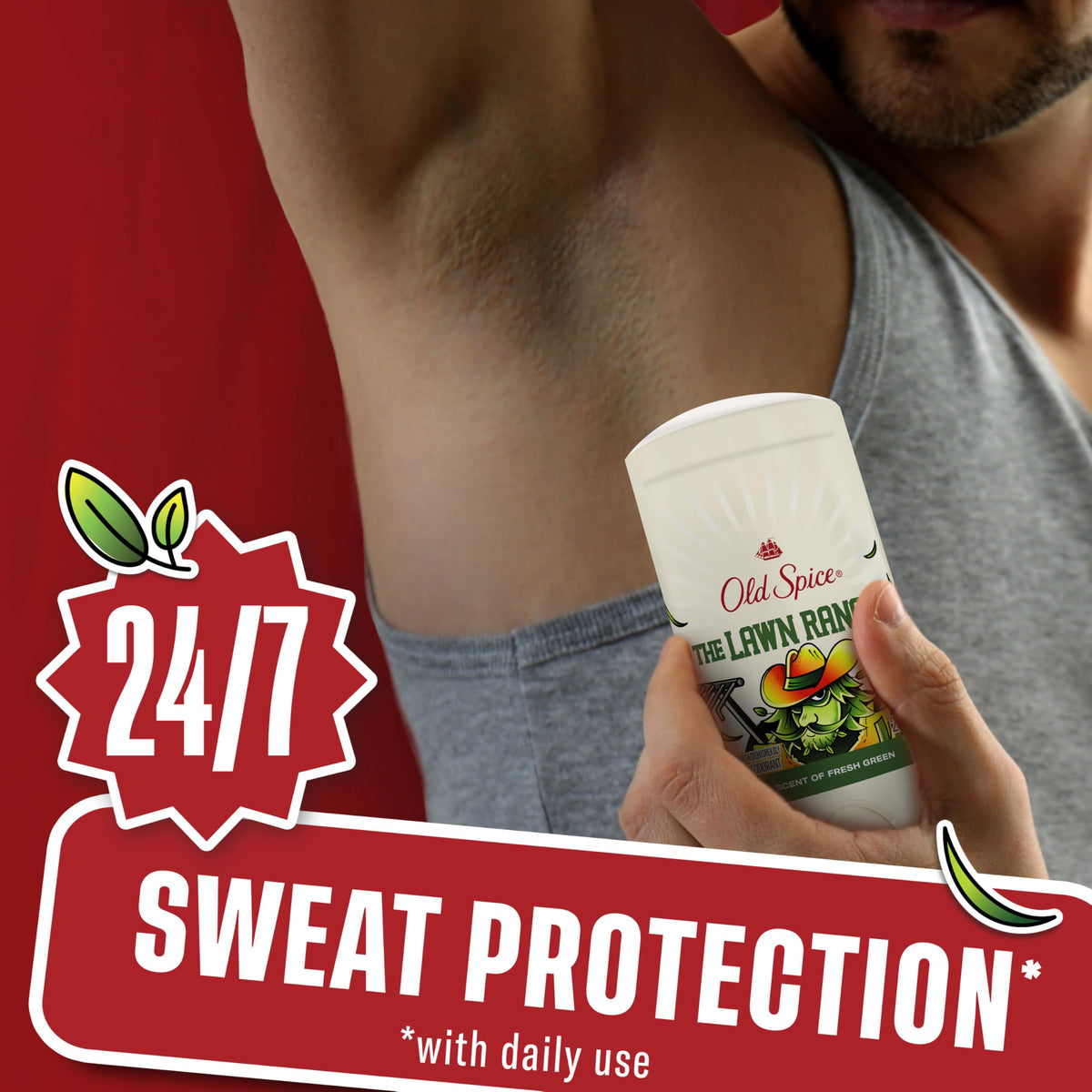 Old Spice Lawn Ranger side label with ingredients and protection details for transparency