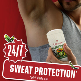 Old Spice Lawn Ranger side label with ingredients and protection details for transparency