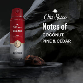Old Spice Legacy fine mist texture illustrating quick-dry comfort