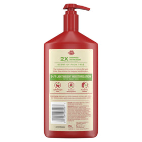 Old Spice bottle in tropical setting suggesting coconut palm scent