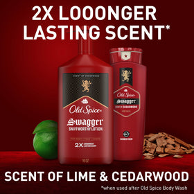 Man using Old Spice lotion in morning routine for long-lasting daily hydration