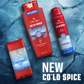 Old Spice bottle in morning shower scene showing refreshing routine boost