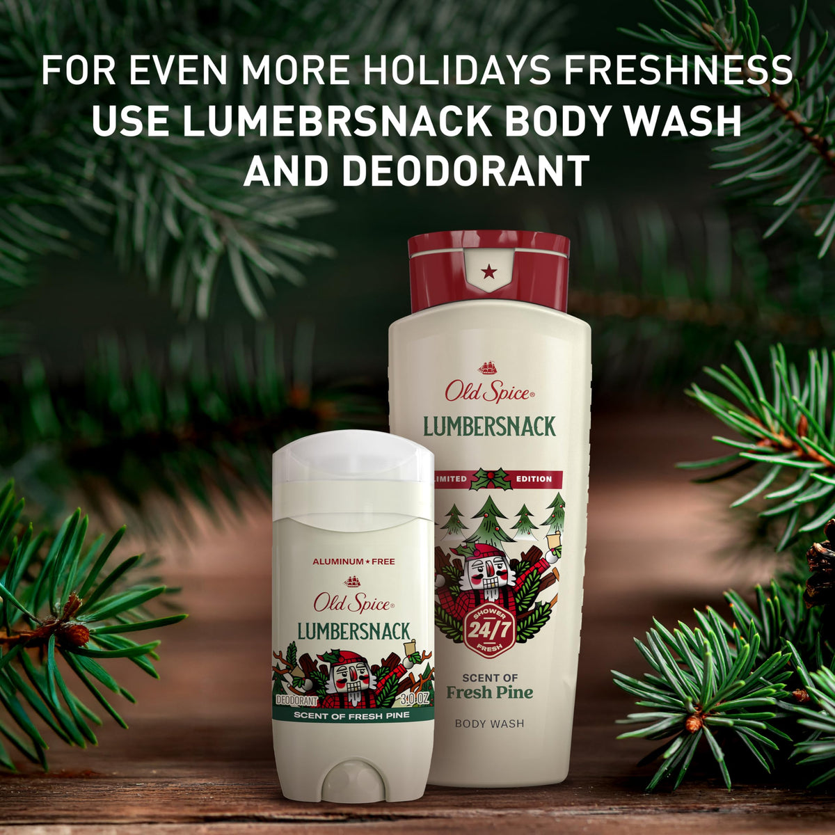 Old Spice LumberSnack gift-wrapped with holiday styling for stocking stuffer idea
