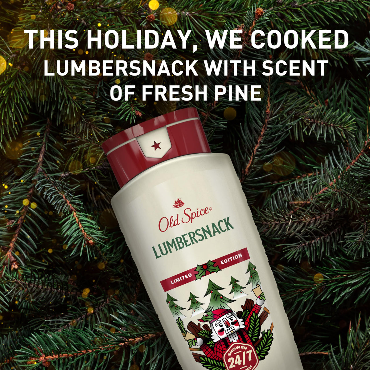Old Spice LumberSnack beside common bottle to demonstrate 16 oz size and value
