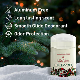 Old Spice LumberSnack stick close-up highlighting smooth applicator and odor control