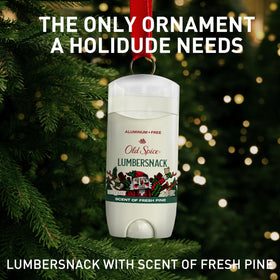 Old Spice LumberSnack travel view in toiletry bag for on-the-go fresh pine protection