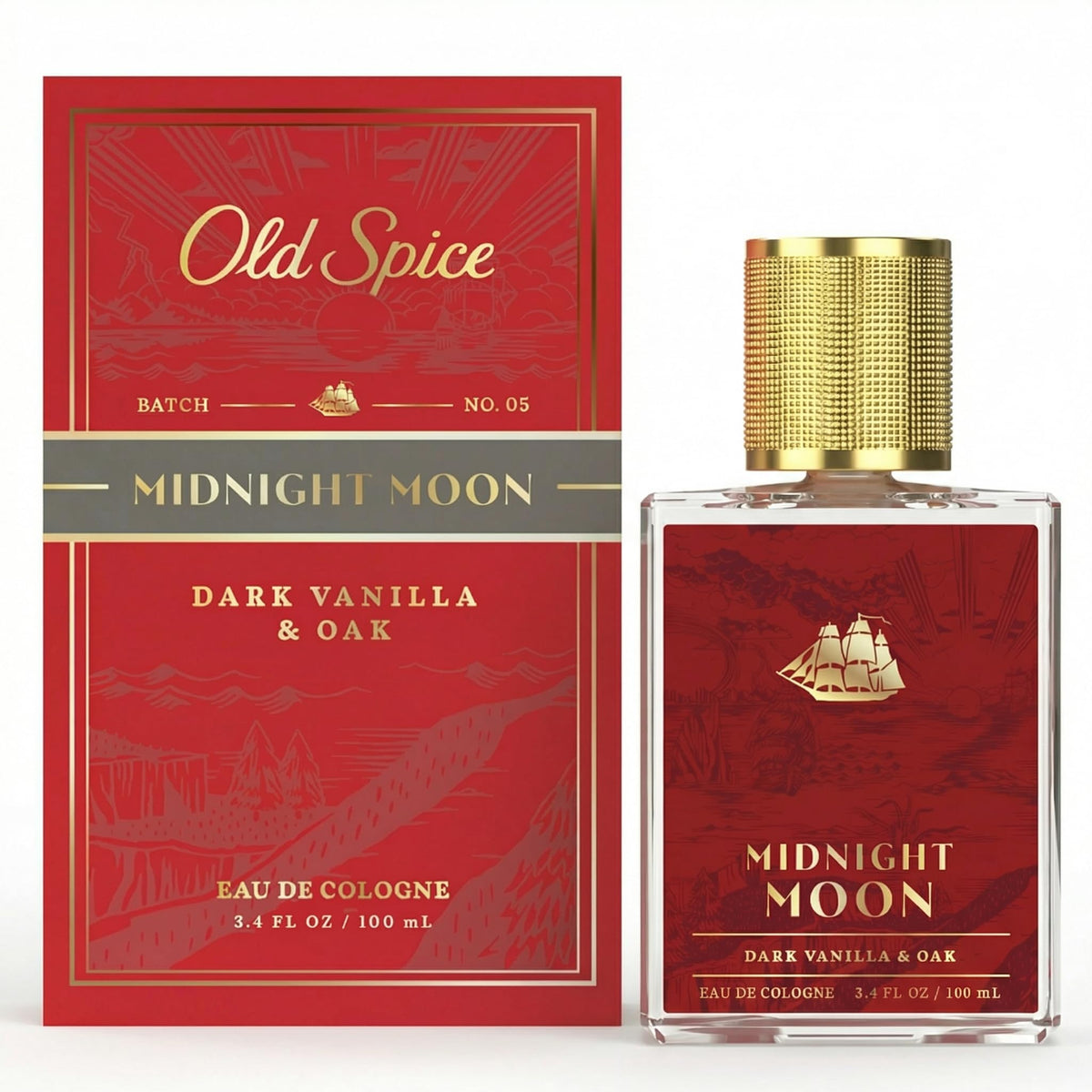 Old Spice Midnight Moon front bottle showing sleek design and premium look