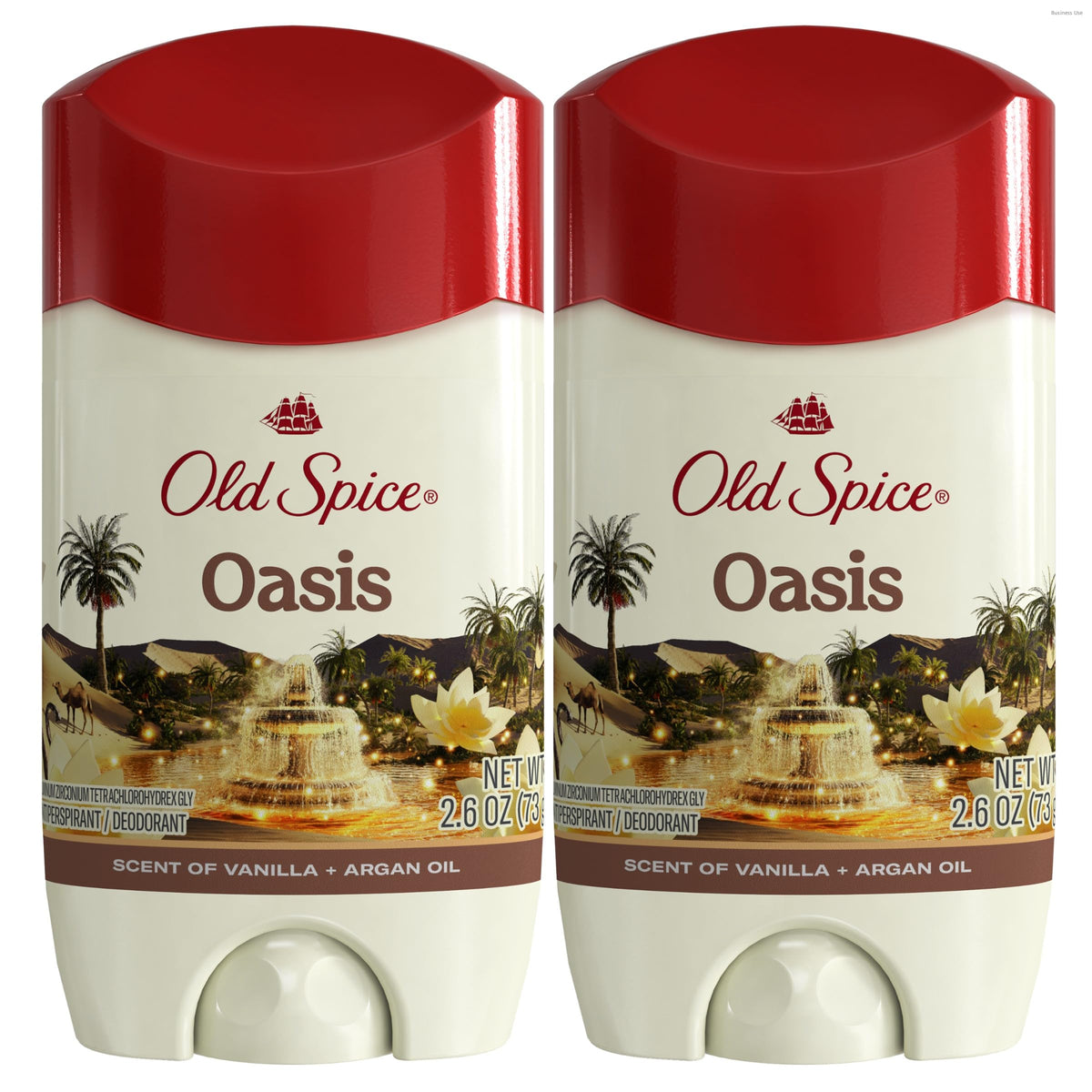 Old Spice Oasis front packaging showing scent and protection benefits