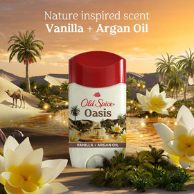 Old Spice open cap and exposed stick being applied, illustrating easy daily use