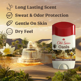 Old Spice Oasis stick exposed texture demonstrating dry feel application
