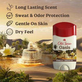Old Spice stick top view ready to apply, demonstrating compact travel-friendly design