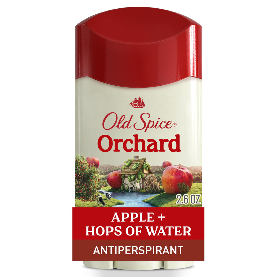 Old Spice Orchard front packaging showcasing 2.6 oz stick and scent