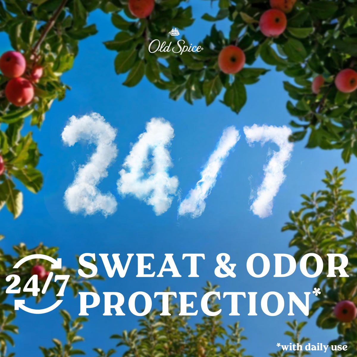 Old Spice Orchard applying stick underarm illustrating easy use and dryness