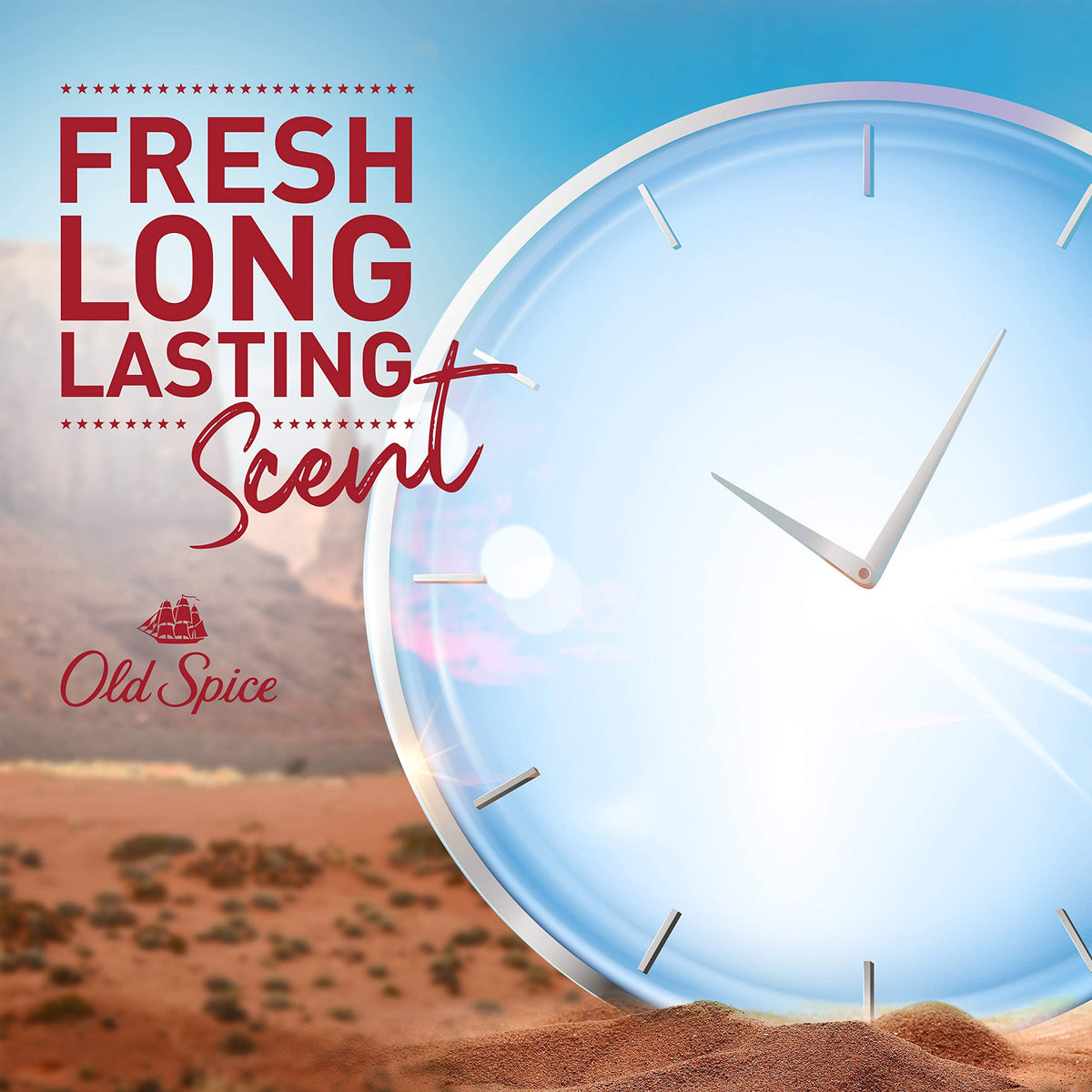 Old Spice being applied to underarm showing quick-dry application for fresh confidence