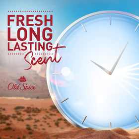 Old Spice being applied to underarm showing quick-dry application for fresh confidence