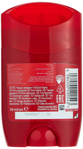 Old Spice stick open revealing solid deodorant surface, easy twist application benefit