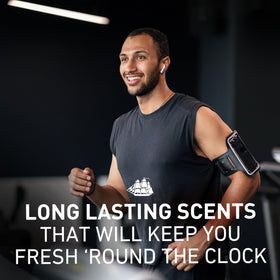 Old Spice three-pack display for convenient home, gym, and travel supply
