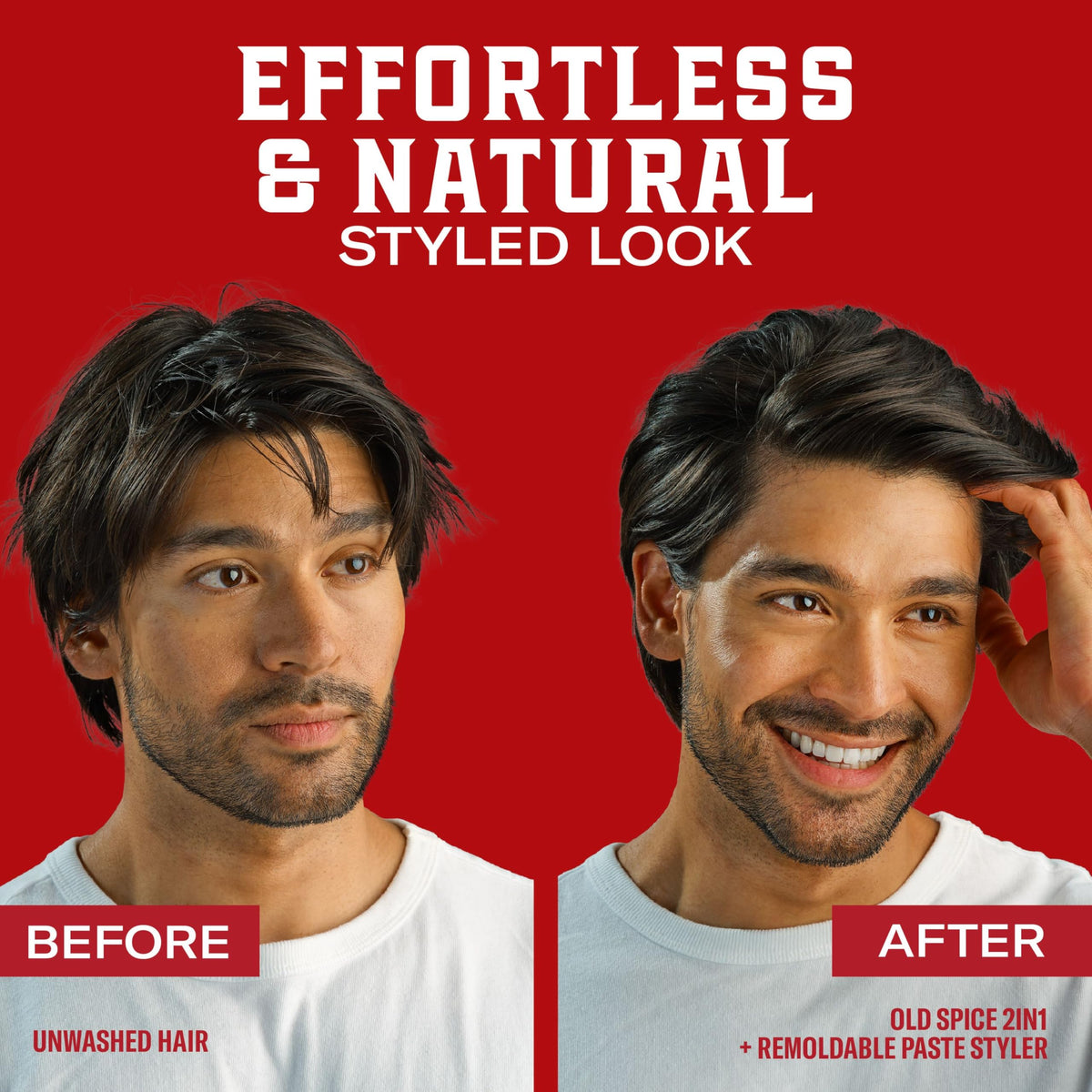 Close-up Old Spice ingredient label showing Vitamin E and Biotin benefits