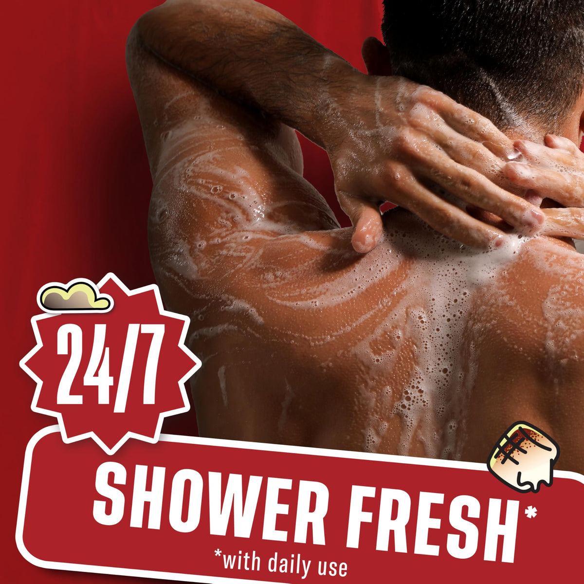 Old Spice pour and lather demo with rich foam for effective cleansing benefit