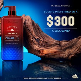 Old Spice pump dispenser open showing convenient use and portion control
