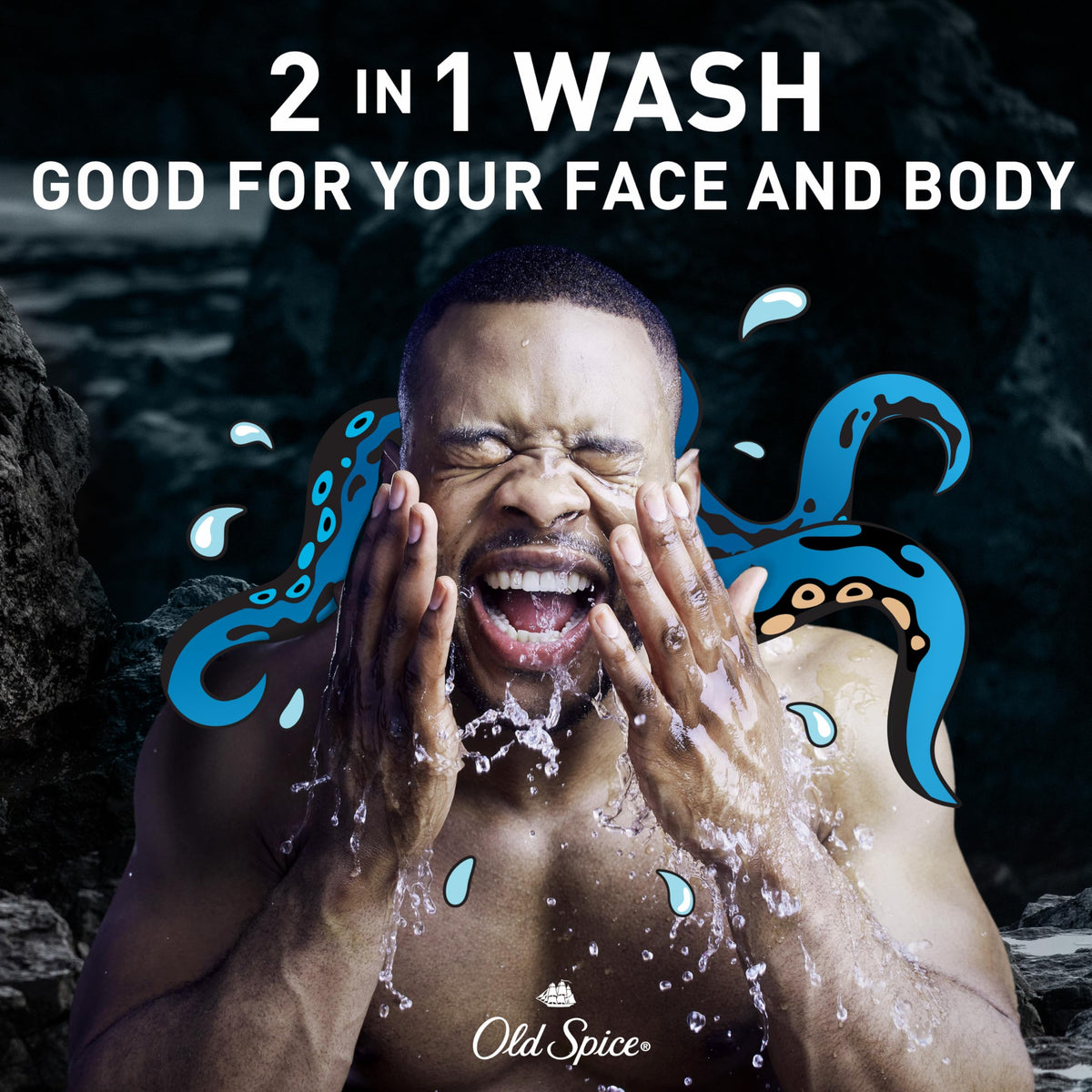 Old Spice dispensing foam from pump highlighting easy use and rich lather