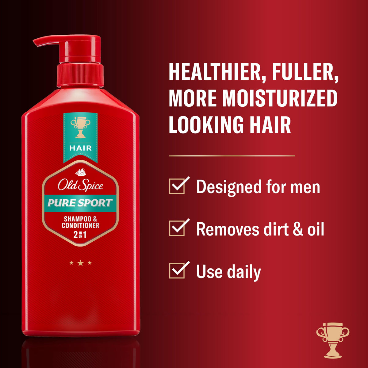 Old Spice Pure Sport back label with ingredients and usage directions benefit