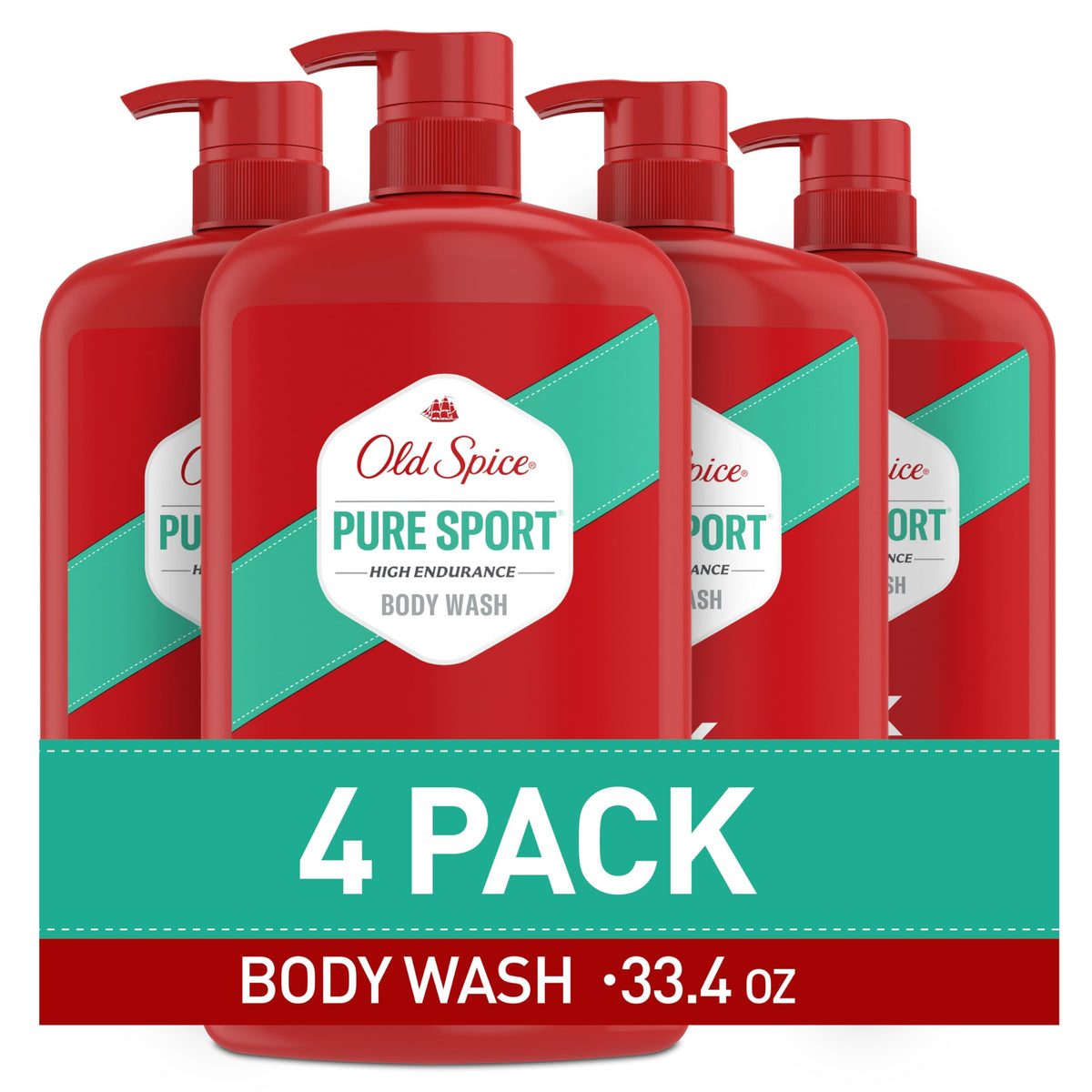 Old Spice front packaging showing Pure Sport scent and brand freshness benefit