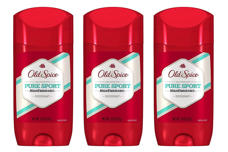 Old Spice Pure Sport front packaging showing sporty scent and brand reliability