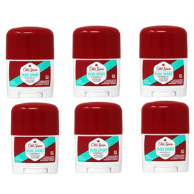 Old Spice front packaging showing Pure Sport travel six-pack and compact convenience