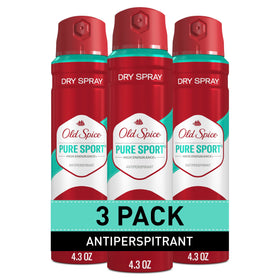 Old Spice Pure Sport front packaging showing 3-pack and Pure Sport scent benefit