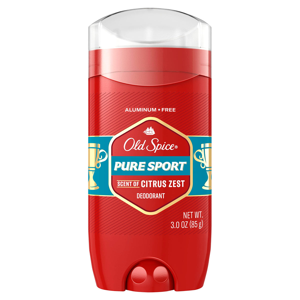 Old Spice front packaging showing Pure Sport stick and clear benefit