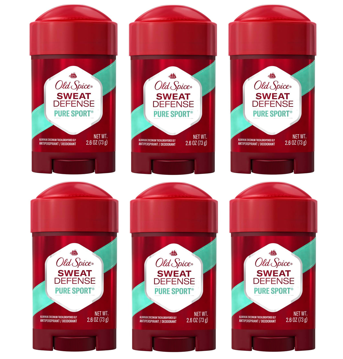 Old Spice Pure Sport front packaging showing six sticks and brand visibility
