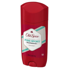 Old Spice Pure Sport packaging back showing ingredients and usage information benefit