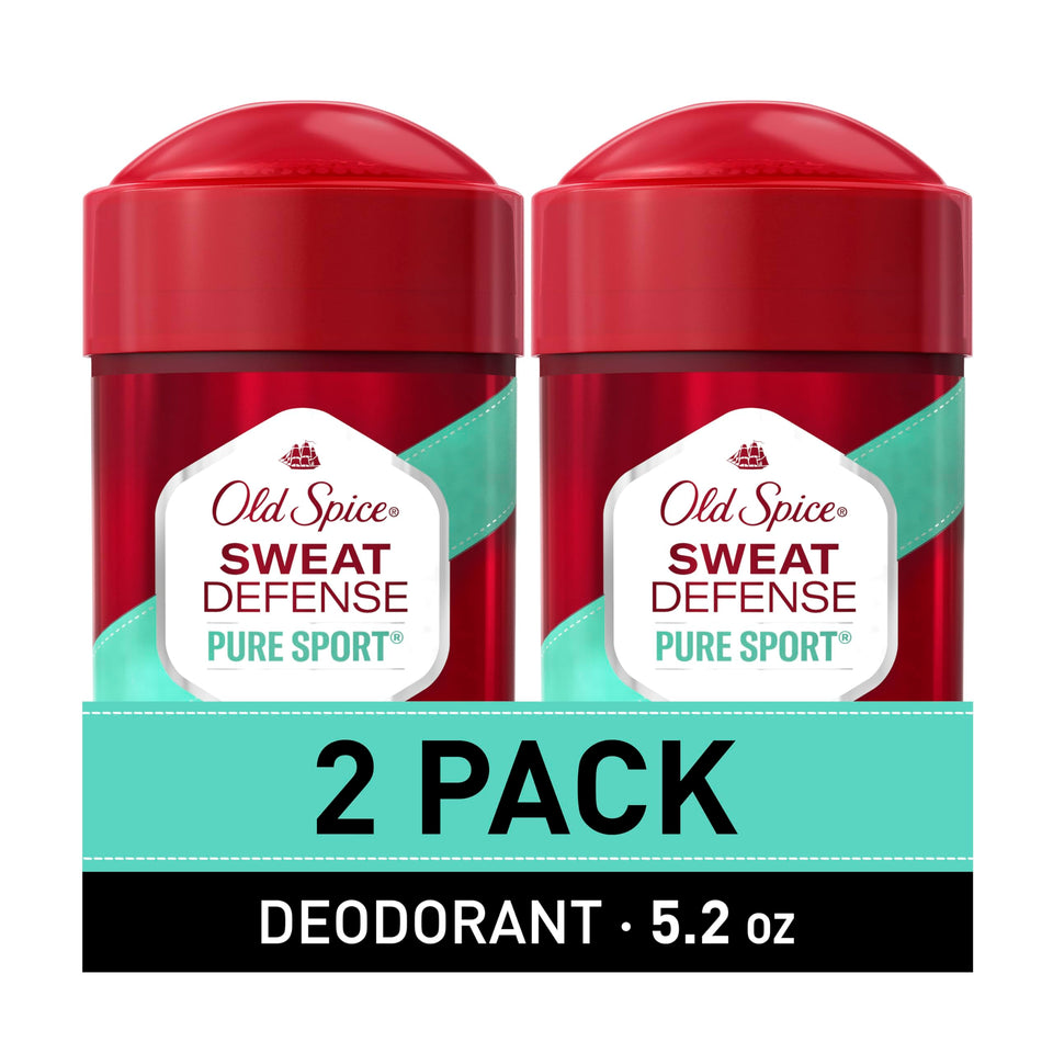 Old Spice front packaging showing Pure Sport Plus scent and twin-pack convenience