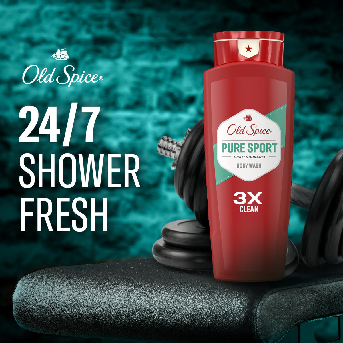 Old Spice pump and cap close-up for easy dispensing and spill-free control