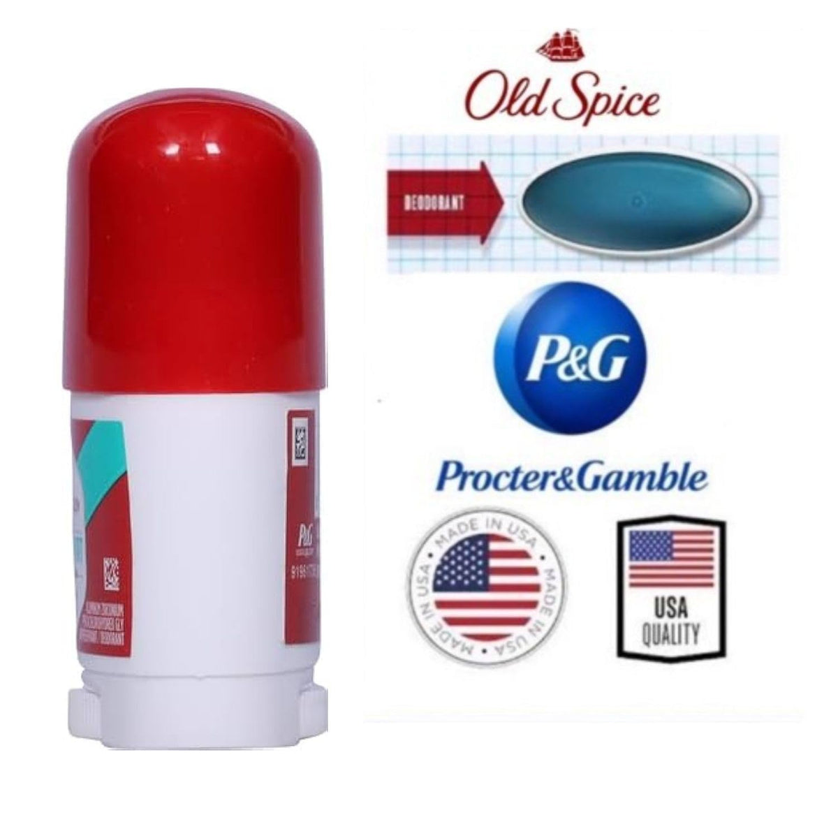 Old Spice size comparison in hand showing compact 0.5 oz stick for TSA-friendly packing