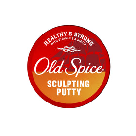 Old Spice putty front jar showing label and size, clear styling benefit