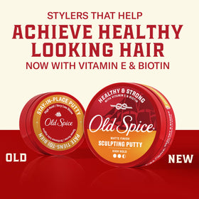 Old Spice putty open jar texture close-up, displays workable matte putty