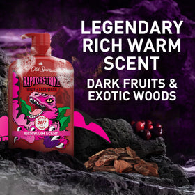 Old Spice Raptorstrike styled with dark berries evoking scent profile