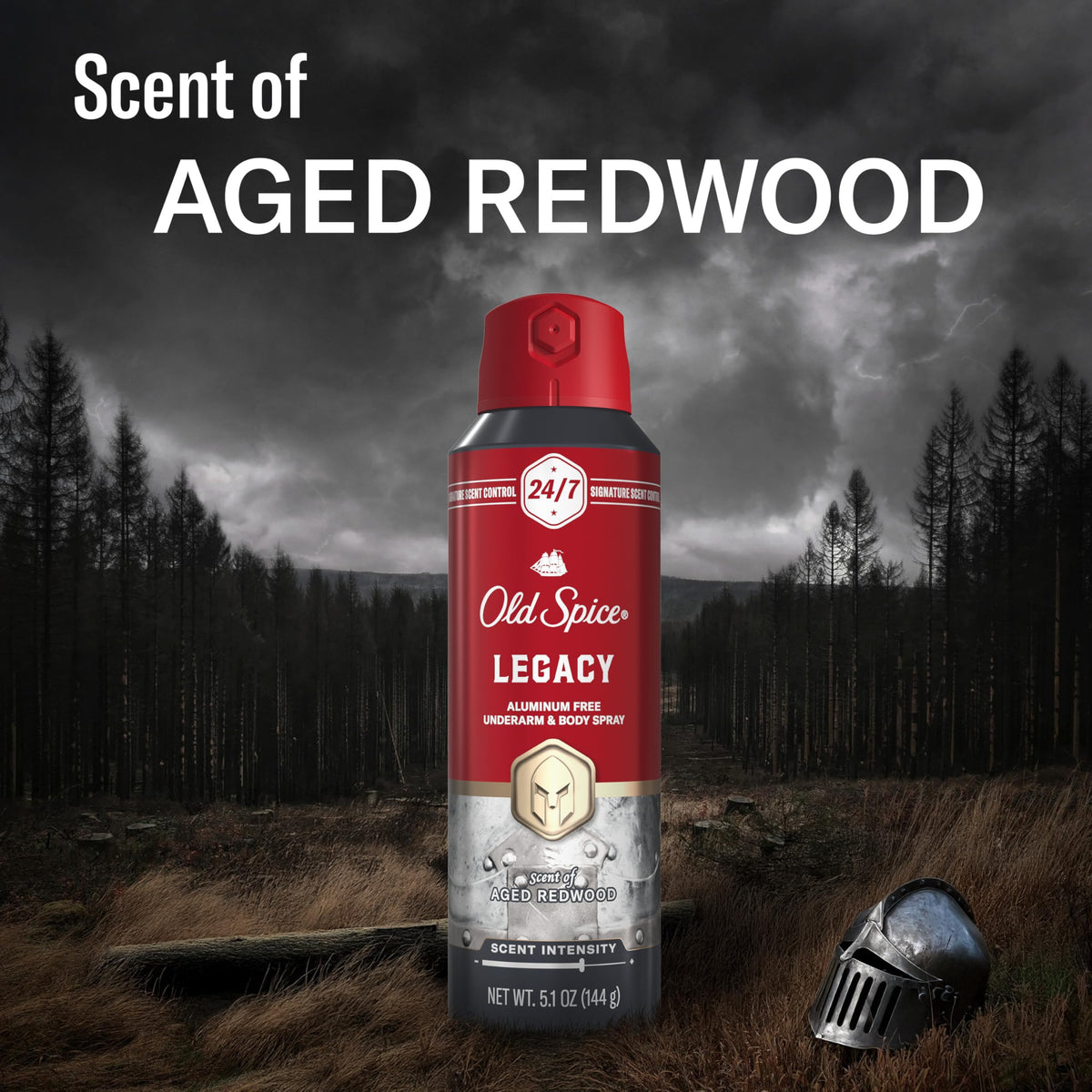 Old Spice concept image with coconut, pine and cedar notes highlighted