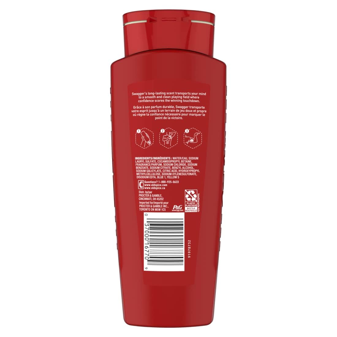 Old Spice Red Zone Swagger back label with ingredient details for informed choice