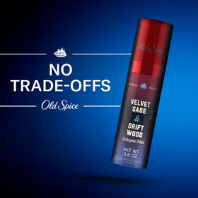 Old Spice bottle in hand showing 3.8 oz size and travel-friendly benefit