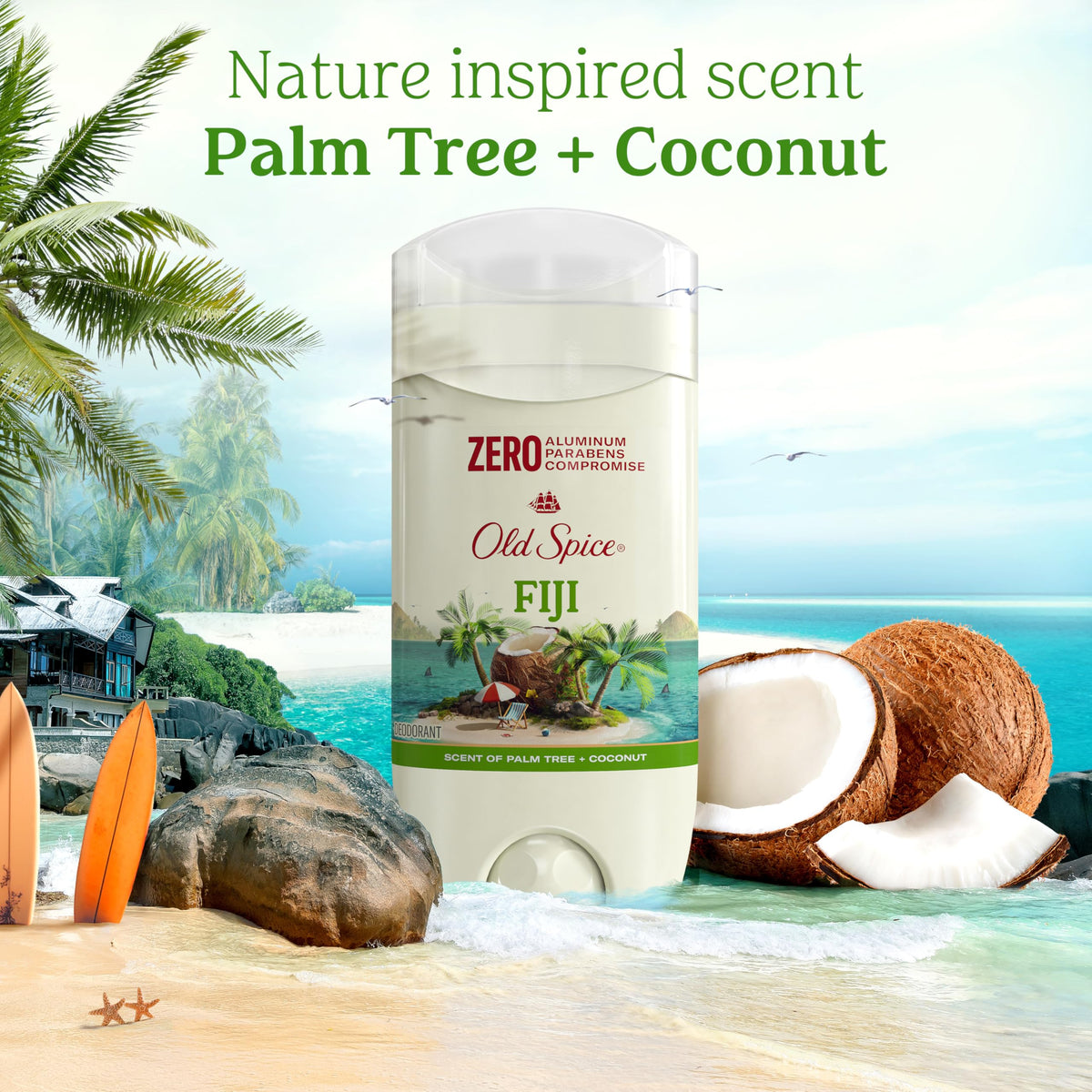 Palm tree scent concept image evoking Old Spice fresh tropical fragrance
