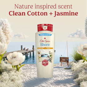 Old Spice scent still life with jasmine and cotton evoking fresh aromatic benefit