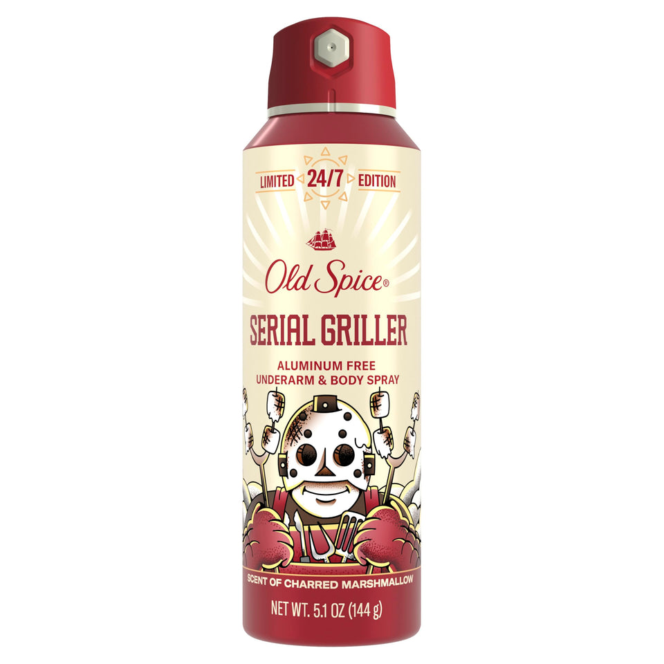 Old Spice Serial Griller front packaging showing bold limited-edition design and scent