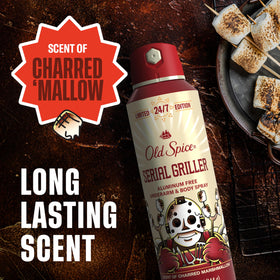 Old Spice Serial Griller held in hand showing 5.1 oz size for portability and travel