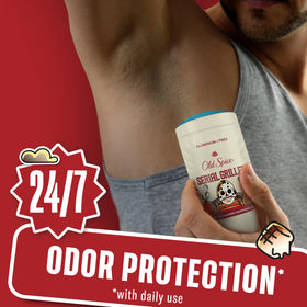 Old Spice Serial Griller label detail highlighting charred marshmallow scent