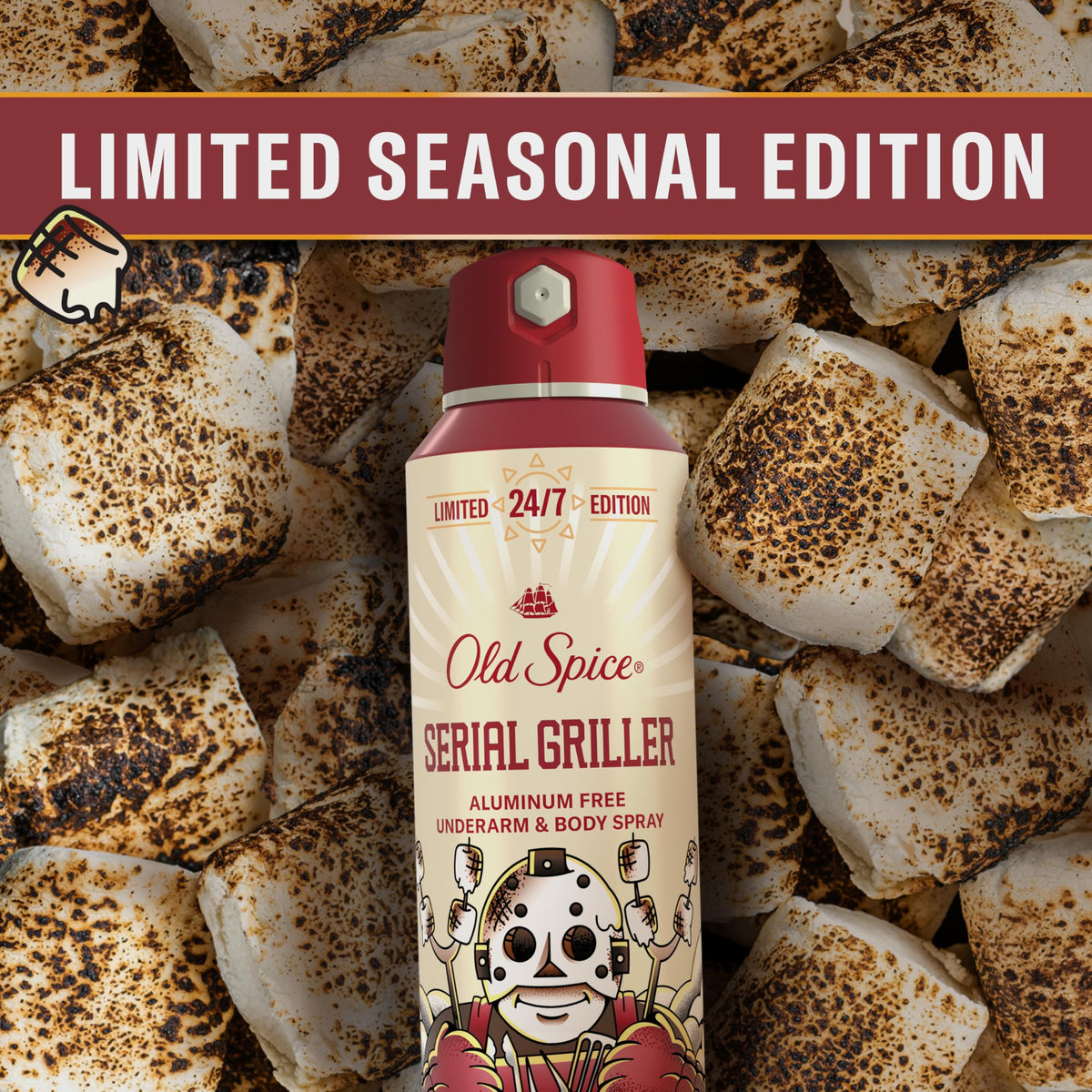 Old Spice Serial Griller lid and bottom markings showing batch details and safety info